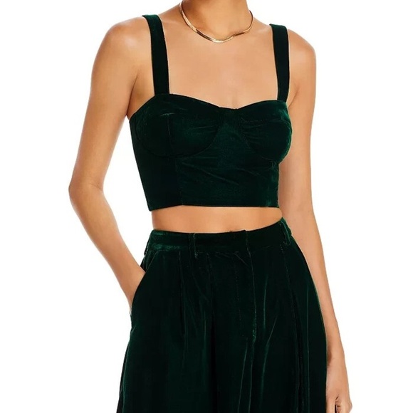 Aqua Tops - Aqua Velvet Dark Green Crop Top